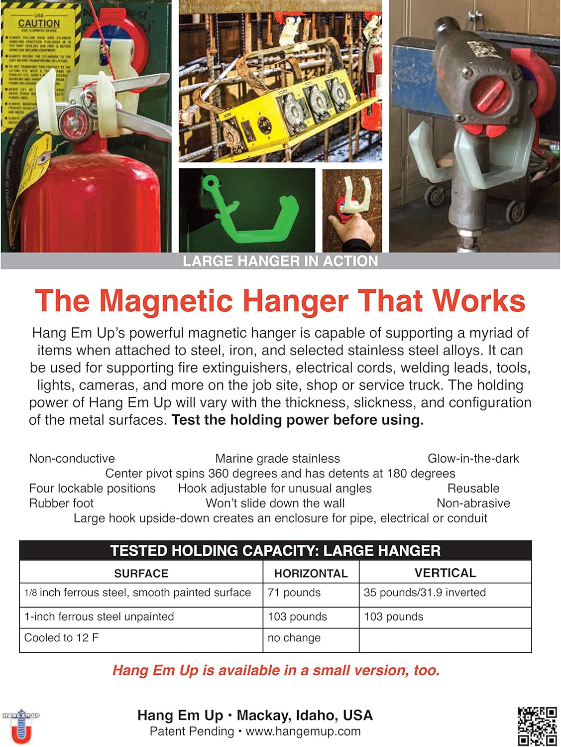 Large Magnetic Hanger - Holds Tools, Lights, Cords and More!