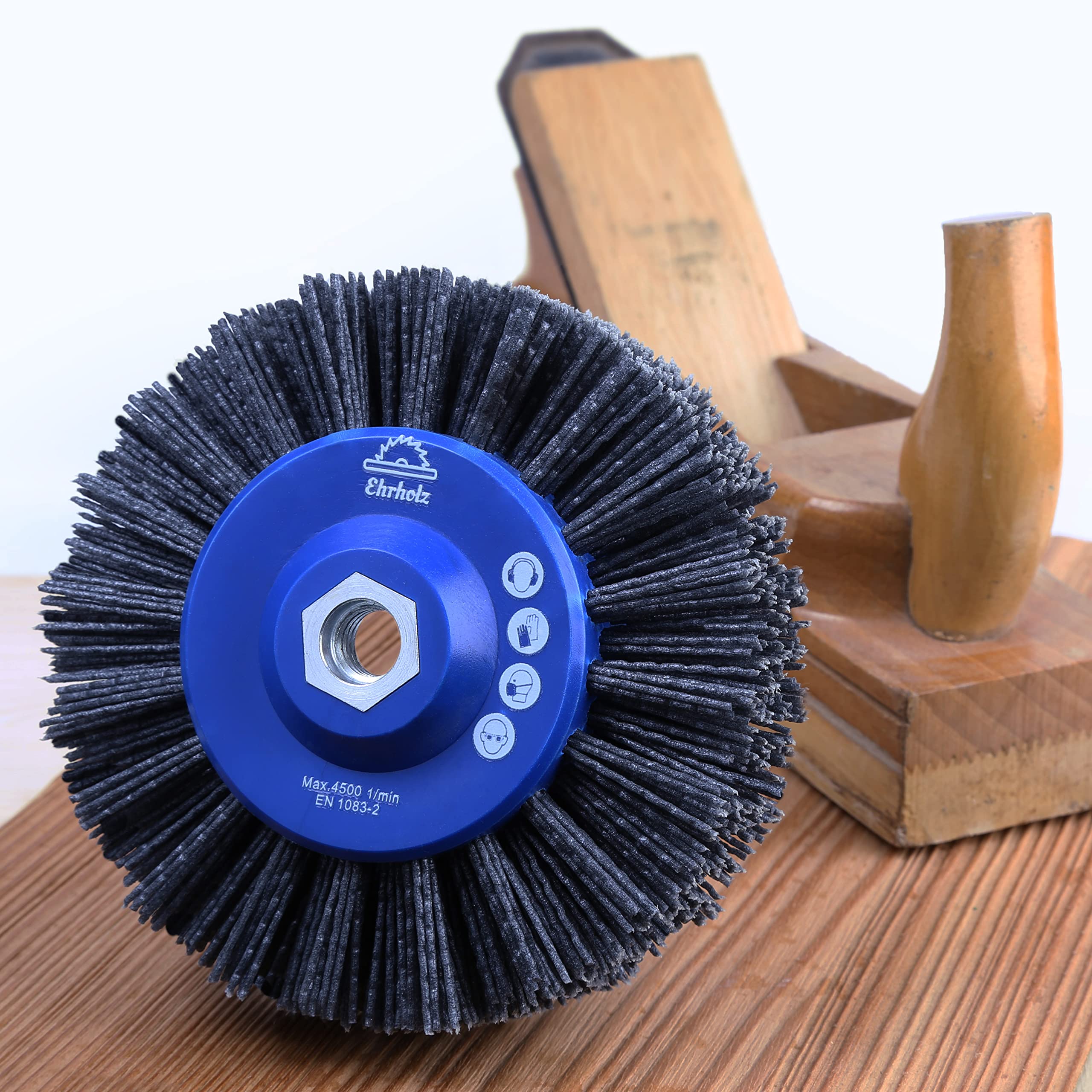 Brosse de ponçage pour meuleuse d'angle | 140 mm de diamètre | Brosse ronde de structuration | Qualité professionnelle pour bois et métal (nombre de particules abrasives : 46, nylon)
