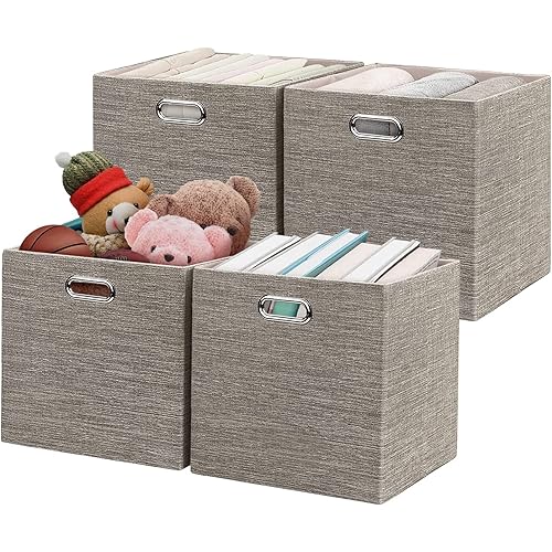 Posprica 3X Thicker Collapsible Storage Bins,13×13 Foldable Storage Cube Boxes Fabric Drawer for Closet Shelf Cabinet Bookcase