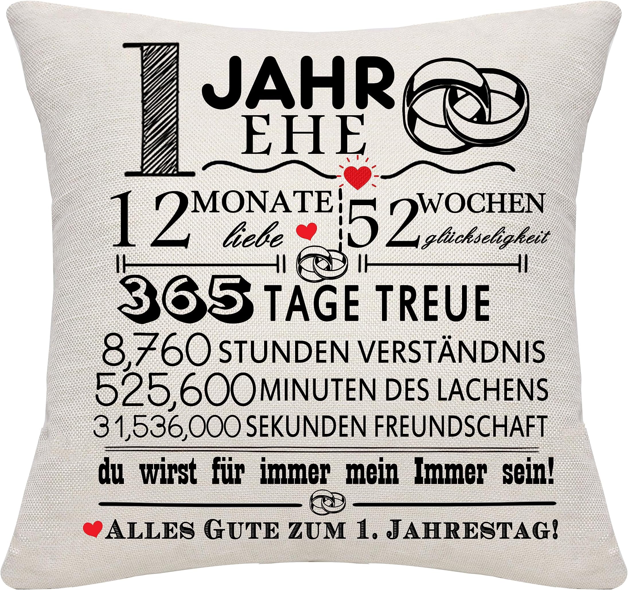Geschenk Zum 1 Hochzeitstag Von Eltern Bommex 1 Jahr der Ehe Geschenk 1. Hochzeitstag Kissen Abdeckung