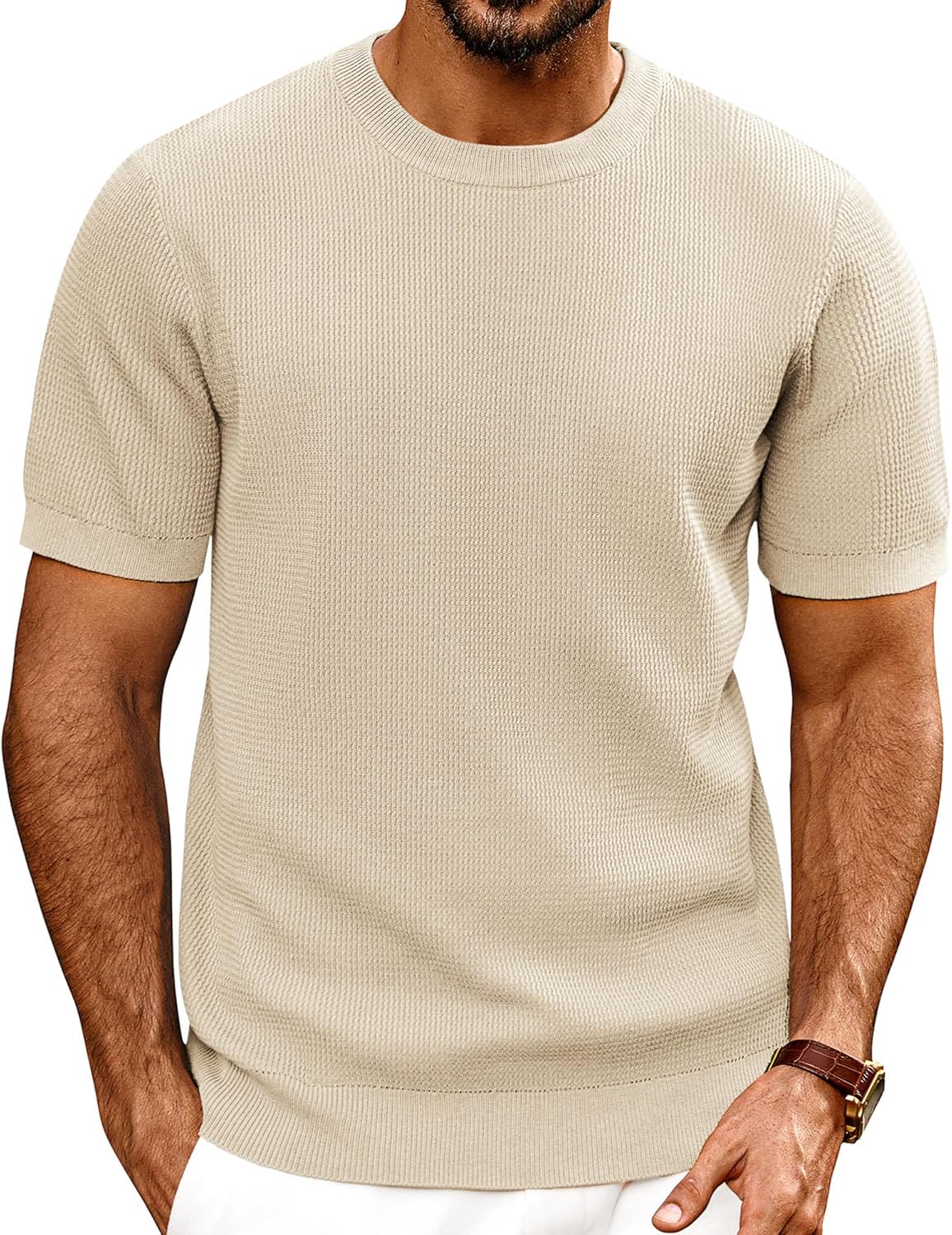 PJ PAUL JONES Mens T-Shirts Knit Short Sleeve Crewneck Shirt Casual Textured Pullover Tees