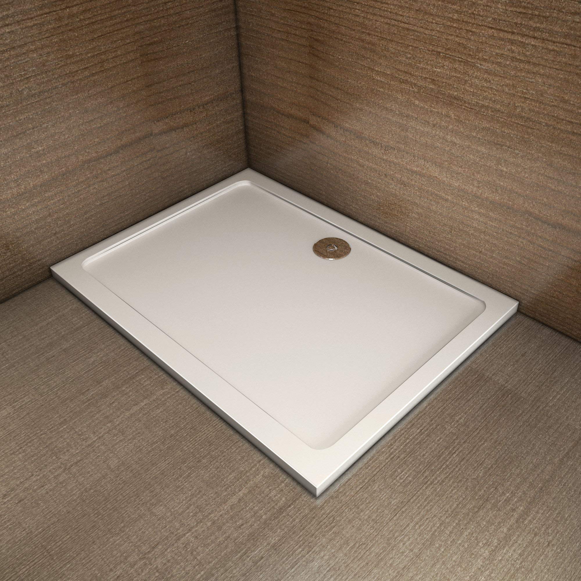 AICA SANITARIOS Plato de Ducha Rectangular y Cuadrado 80x76cm, Piedra Artificial con Recubrimiento Acrílico, Blanco