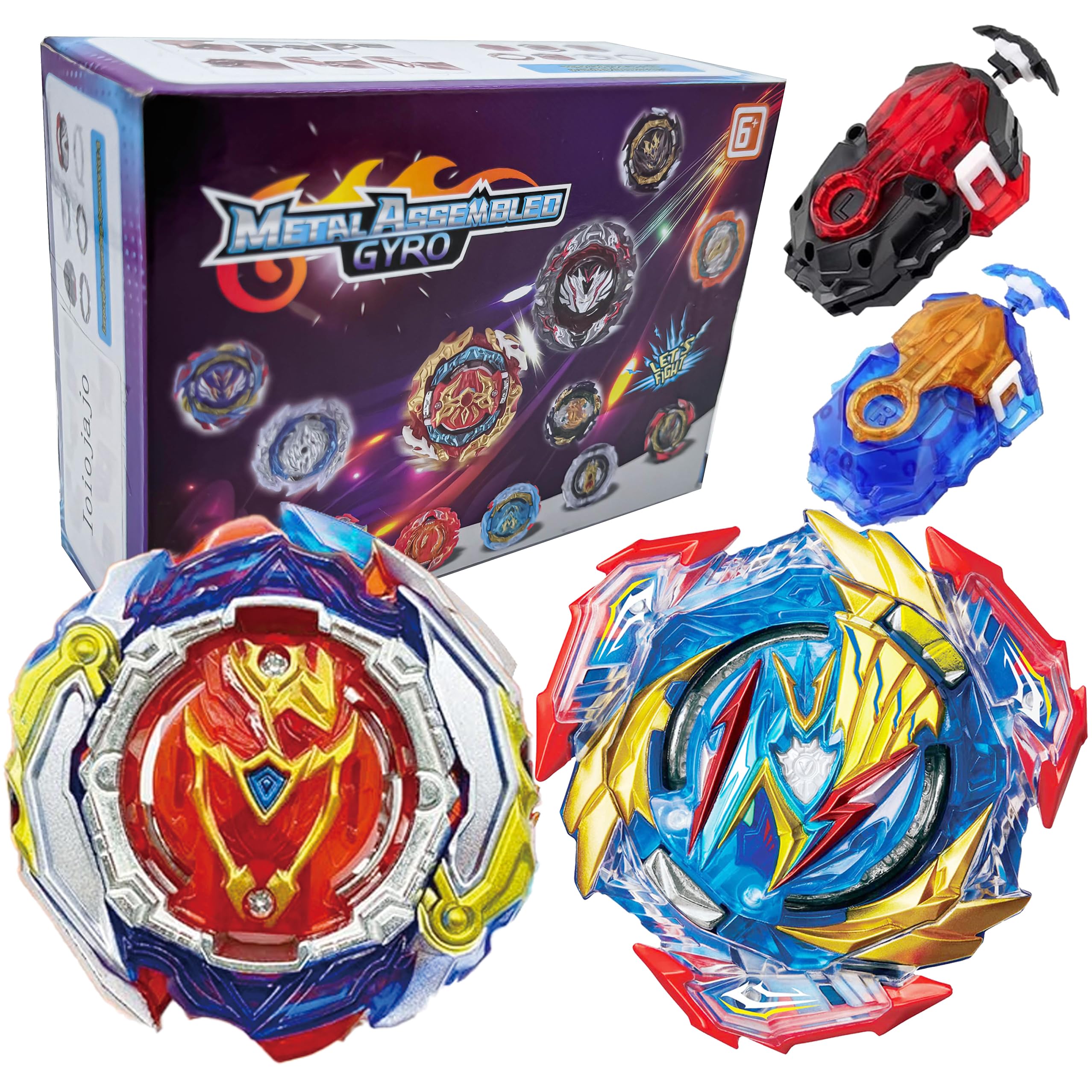 Bey Kampfkreisel Metal Fusion Blade Kreisel Set mit Launcher Griff Valtryek Achilles (201 & 193)