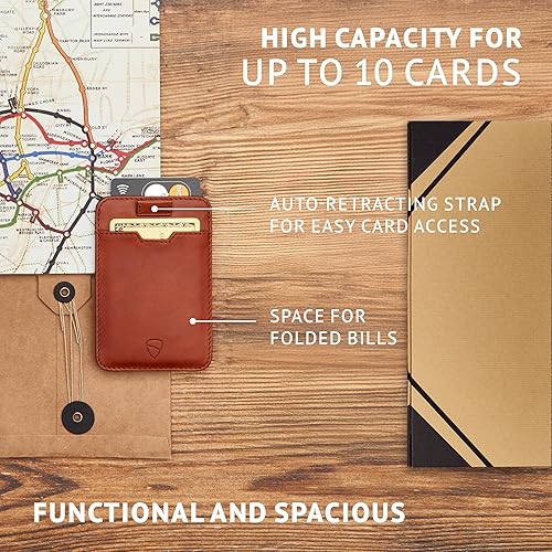Miniatura 9 de Vaultskin CHELSEA - Tarjetero de cuero delgado Cartera minimalista con bolsillo frontal para hombres con bloqueo RFID Cartera minimalista para