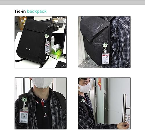 Miniatura 8 de Paquete de 2 clips de metal resistentes impresos, retráctiles, clips para tarjetas de identificación para mujeres con llavero, portatarjetas