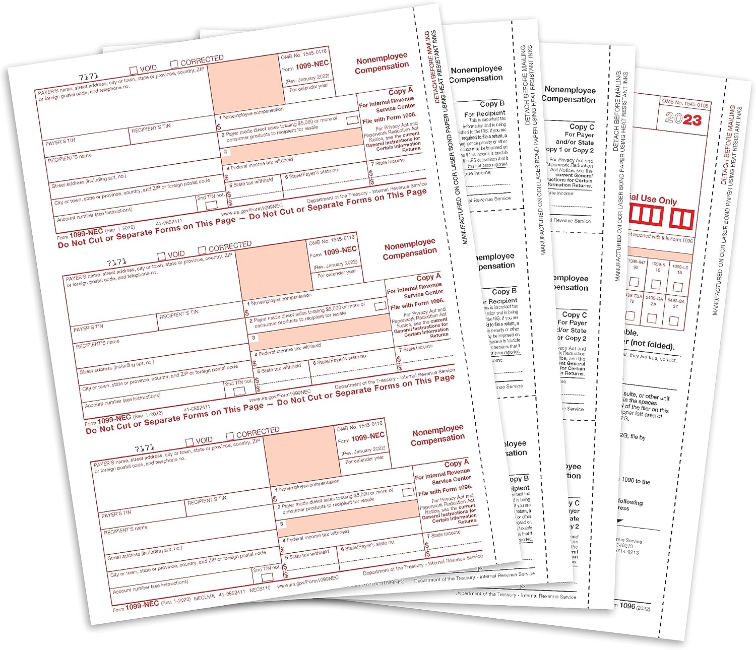 Blue Summit Supplies 1099-NEC 4-Part Tax Form Kit, 2023, Use with QuickBooks and Accounting Software, 25 Pack, Software and Envelopes NOT Included
