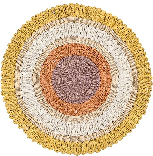 Miniatura 2 de SAFAVIEH Natural Fiber Collection - Alfombra redonda de 3 pies, dorada y multicolor, hecha a mano con encanto bohemio y yute de granja, ideal para