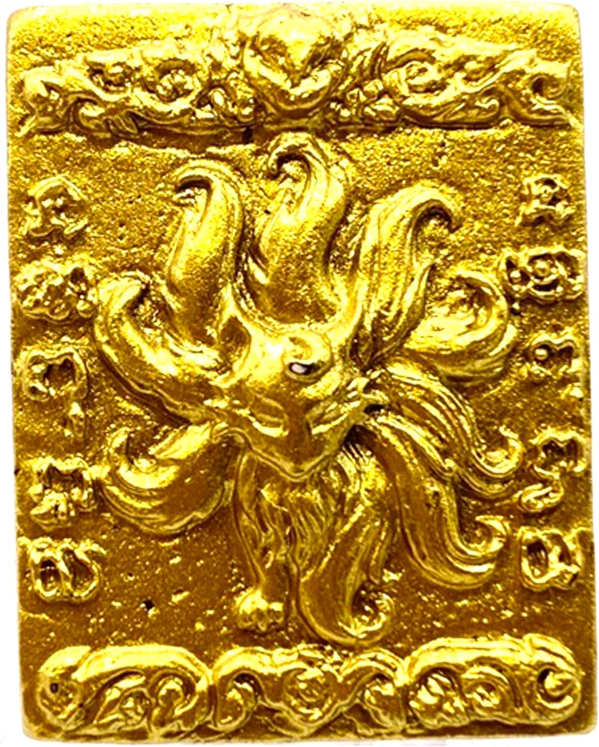Nine-Tailed Fox Goddess Amulet (Nang Phaya Jing JOK Gao Hang) – Sacred Love & Wealth Charm Powder – Blessed by Luang Pu Kham Peng – Thai Lucky Talisman for Attraction & Prosperity