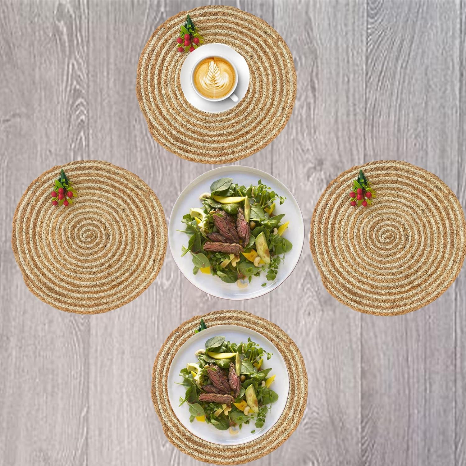 Buy CANVASS® Set of 6 Cotton Jute Braided Placemats Side Table Mats