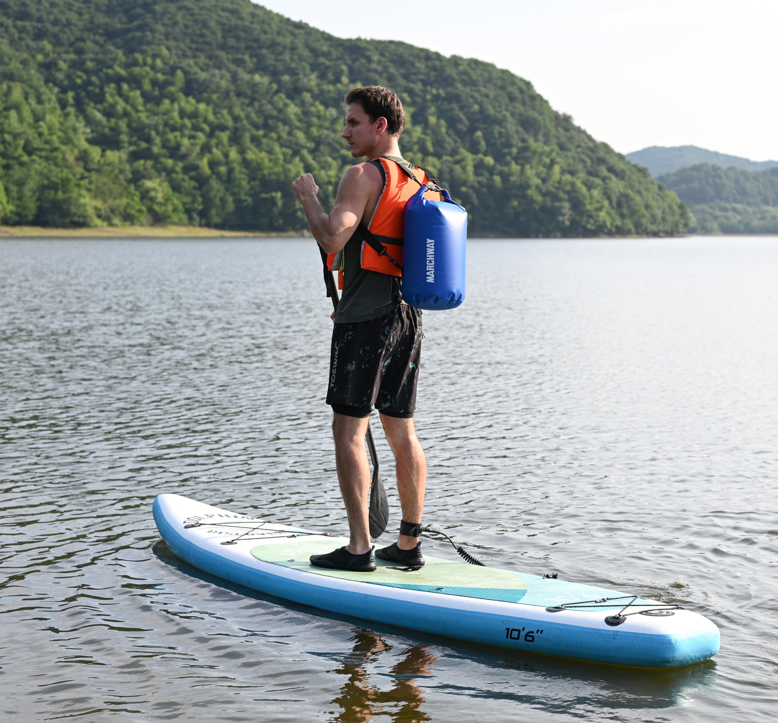 MARCHWAY Mochila Impermeable Flotante de 5L/10L/20L/30L/40L, Saco Enrollable Que Mantiene el Equipo seco para Kayak, Rafting, canotaje, natación, Camping, Senderismo, Playa, Pesca, Azul Oscuro, 10 L