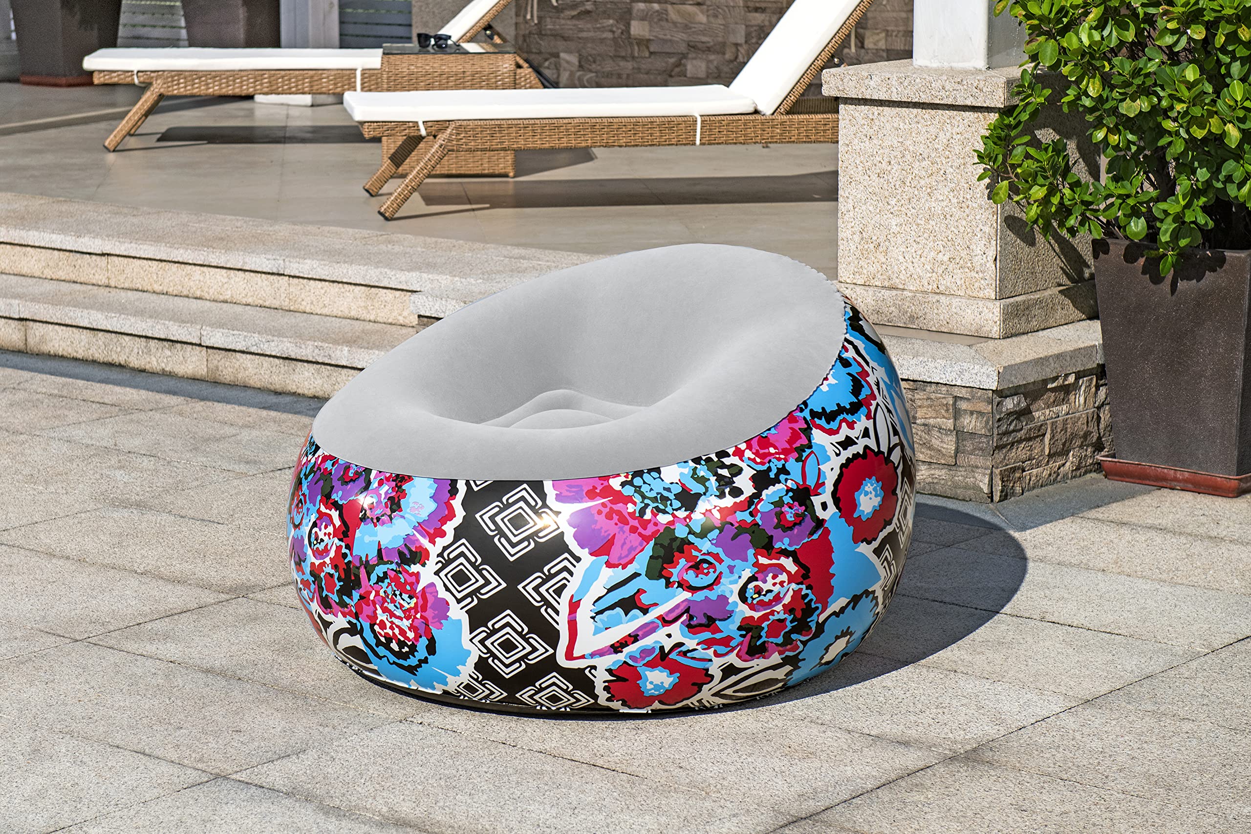Bestway Inflate A Łóżko Dmuchane, Wielokolorowy, 112 x 112 x 66 cm