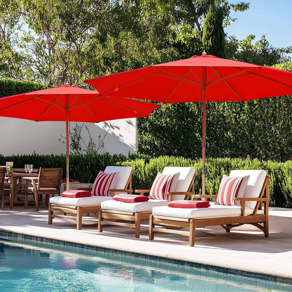 abba patio 11 ft umbrella Abba Patio 11ft Outdoor Patio Umbrella w/ Push Button Tilt and Crank, 6 Ribs-Dark Blue, Size: 11'