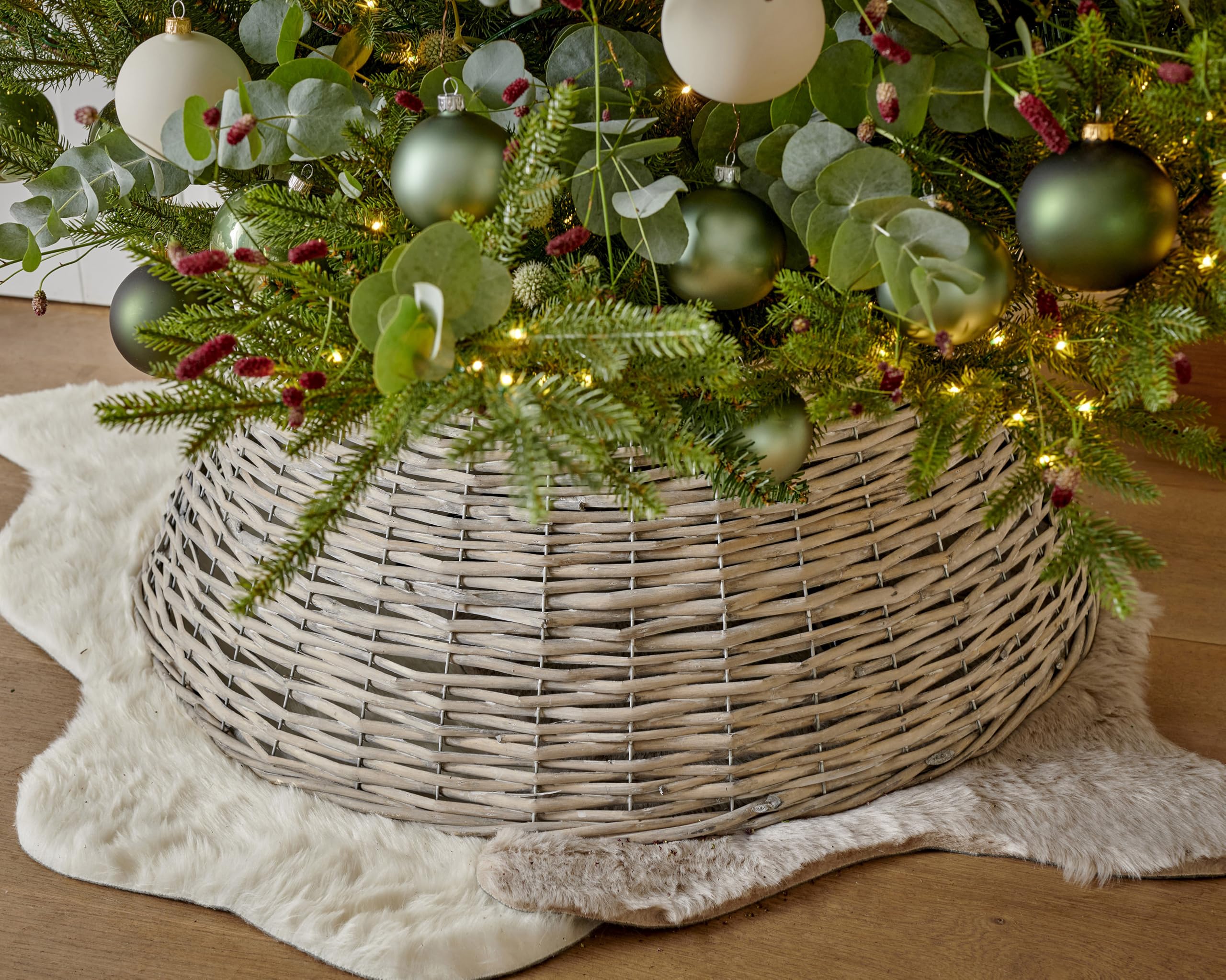 Decoris Copripiede per albero in salice intrecciato Camp Grigio