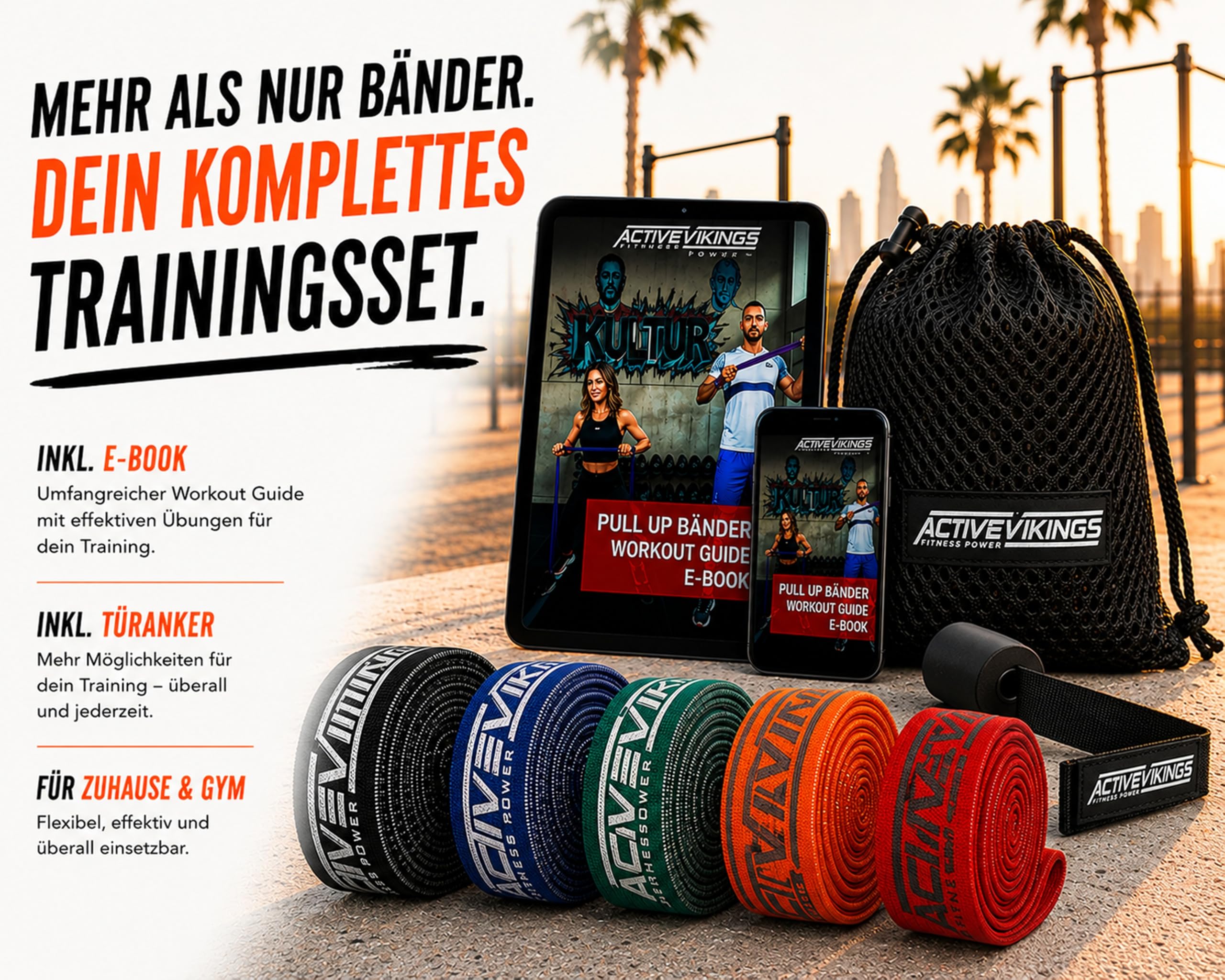 Pull-Up Stoff Fitnessbänder - Perfekt für Muskelaufbau - Fitnessband Klimmzugbänder Widerstandsbänder