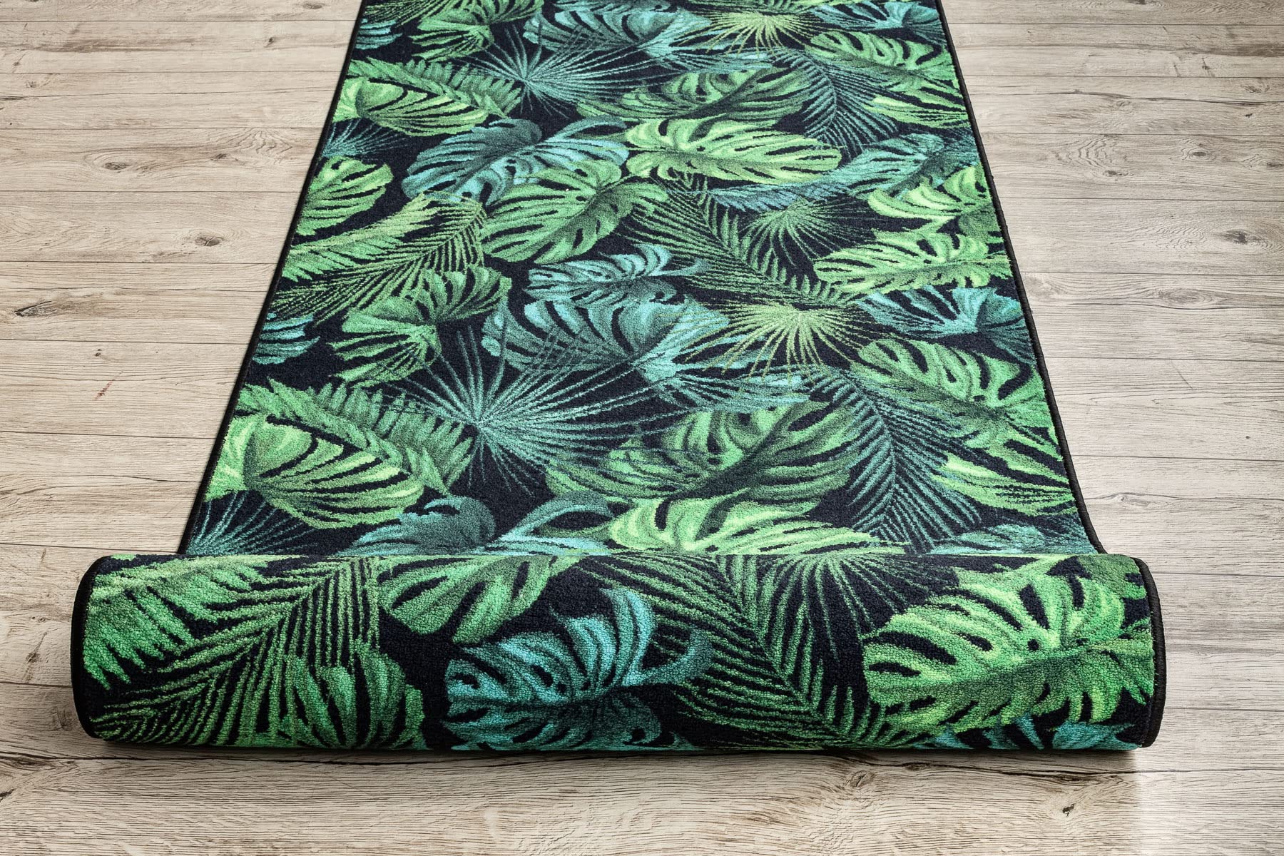 rugsx Läufer Antirutsch Monstera Laub, Gummi grün 67x190 cm