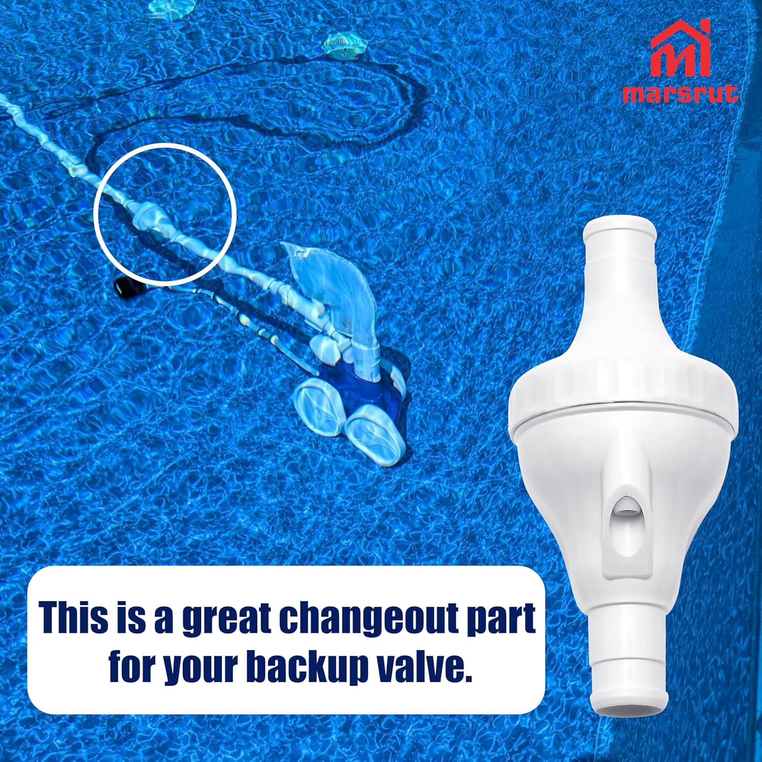Backup Valve Fit for Polaris 360 Vac Sweep Pool Cleaner Parts, Reverse Valve Replacement for 9-100-1200, Reinforced In-line Backflow Pressure Relief Back-up Hose, NOT Compatible with Polaris 280, 380
