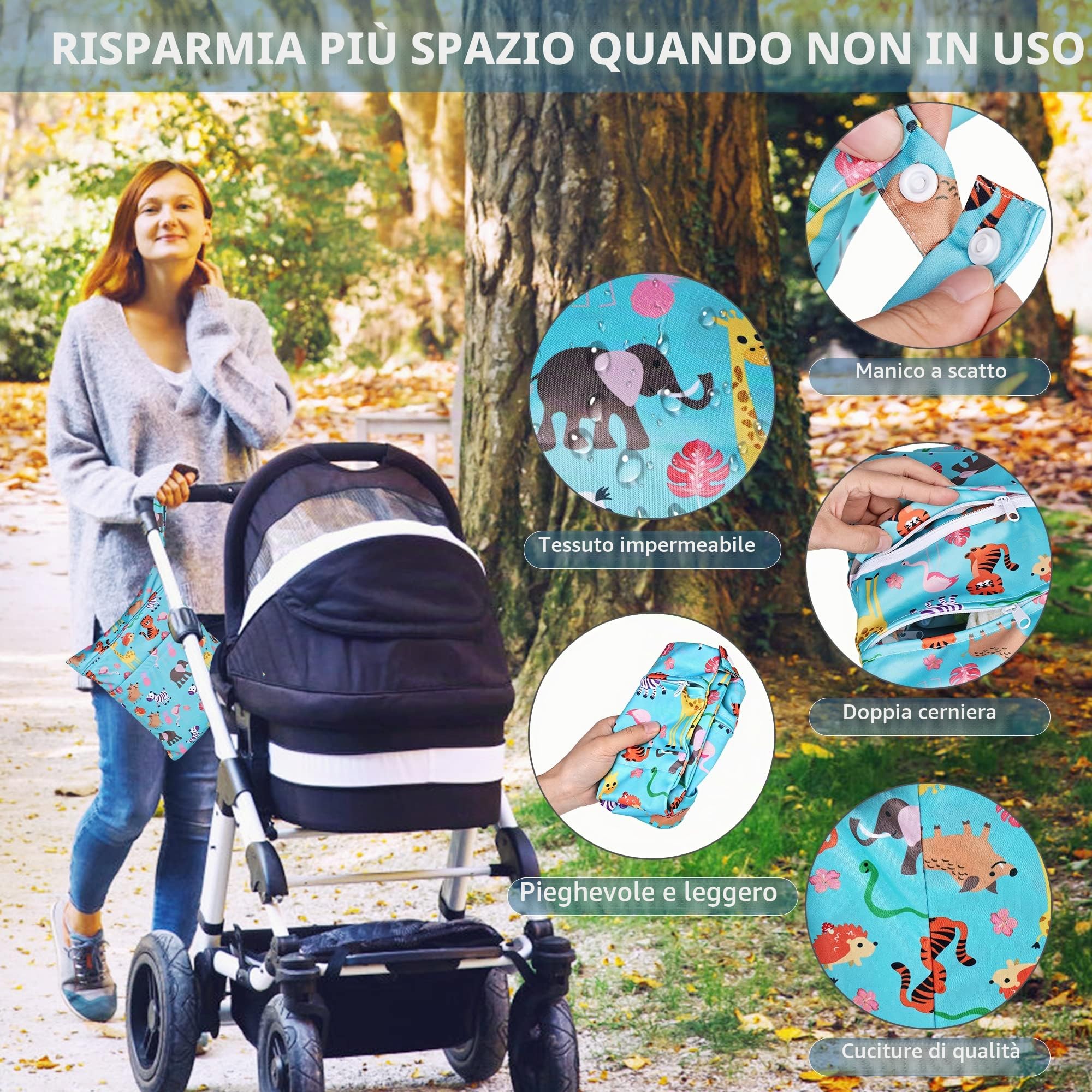 4 Pezzi Wet Bag Impermeabile Borsa per Pannolini Organizer Animale
