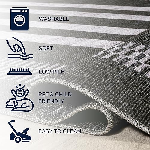 Miniatura 5 de JONATHAN Y WSH122A-9 Vichy - Alfombra de interior con diseño geométrico a rayas, lavable a máquina, estilo rural de mediados de siglo, rústica,