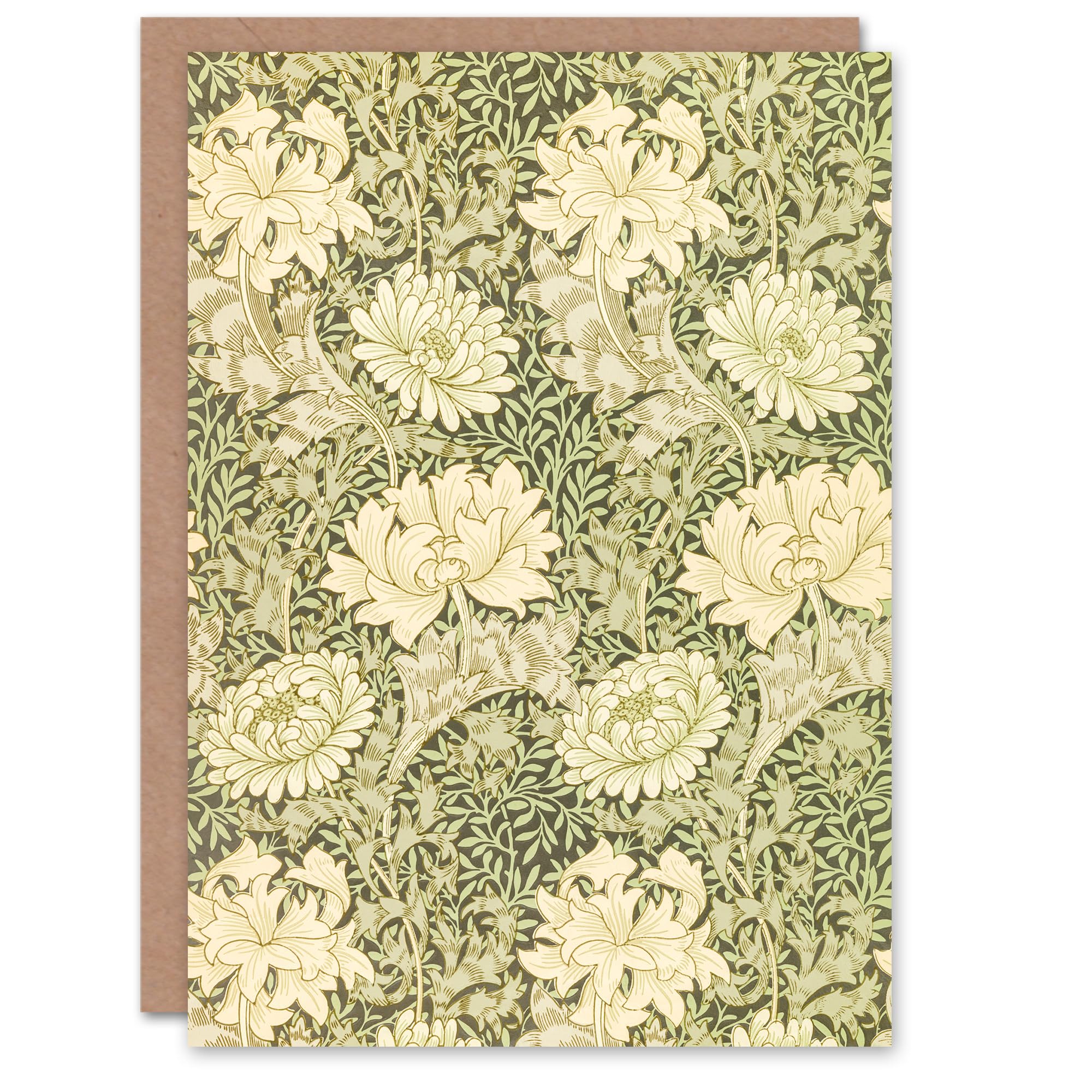 Artery8 William Morris Art Card Chrysanthemum Flower Pattern