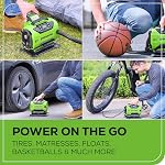 Greenworks 24V Gonflateur de pneus sans fil, 160 PSI portatif Air Compresseur,2 Sources d'énergie, arrêt automatique, pour voiture, vélo, moto, Air Bateau, Gonflables, Outil-seulement