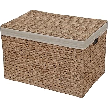 Aufbewahrungsbox aus Korbgeflecht, gefüttert, Truhe, Wasserhyazinthe
