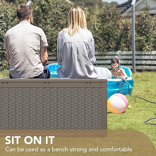 Miniatura 3 de Devoko Caja grande de resina impermeable de 100 galones para interiores y exteriores, contenedor de almacenamiento con cerradura para muebles de