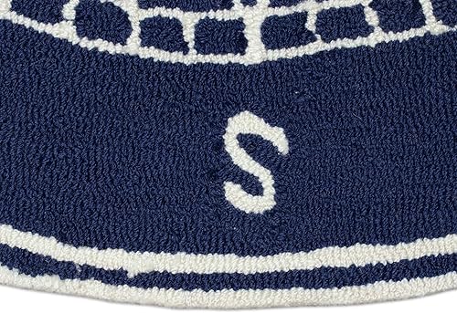 Miniatura 7 de Liora Manne Compass - Alfombra azul marino para porche delantero para interiores y exteriores, 5 pies x 7 pies 6 pulgadas