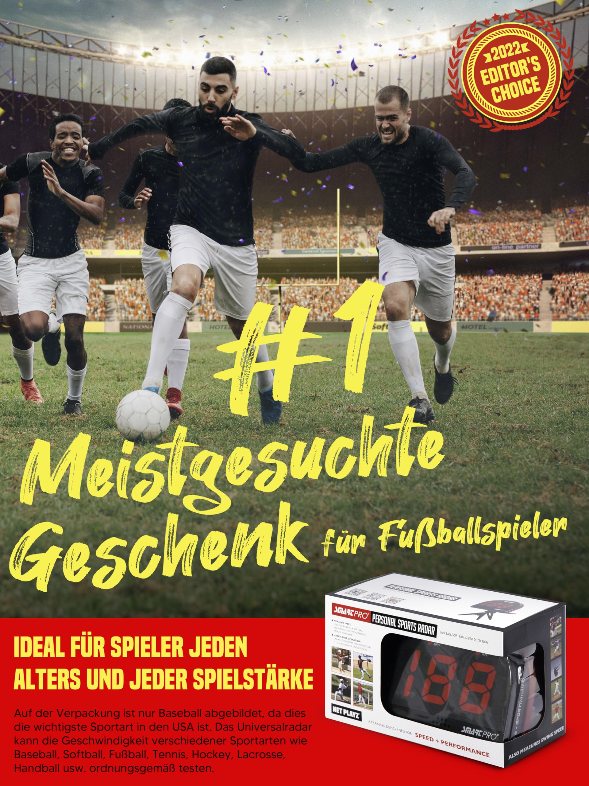 NET PLAYZ Fußball Geschenke Trainingsgeräte und Ausrüstung – Radar | Geschwindigkeitsmessgerät, Hightech-Gadgets und Ausrüstung für Fußballspieler