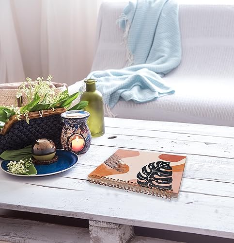 Miniatura 4 de NEGIGA Cuaderno abstracto bohemio botánico tropical de hoja de palmera con formas aleatorias forradas en espiral, cuaderno de 8.3 x 5.5 pulgadas,