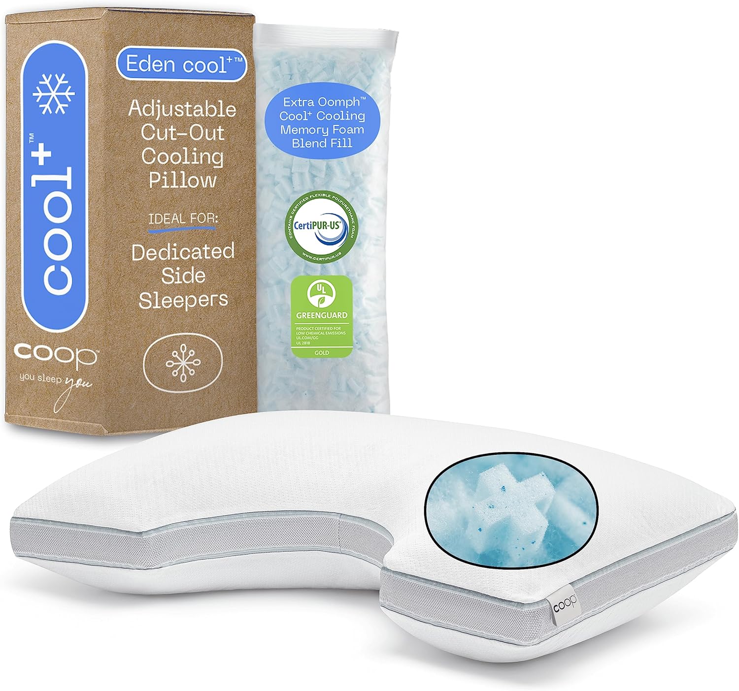 Coop Home Goods Eden Cool+ CutOut Adjustable Pillow, King