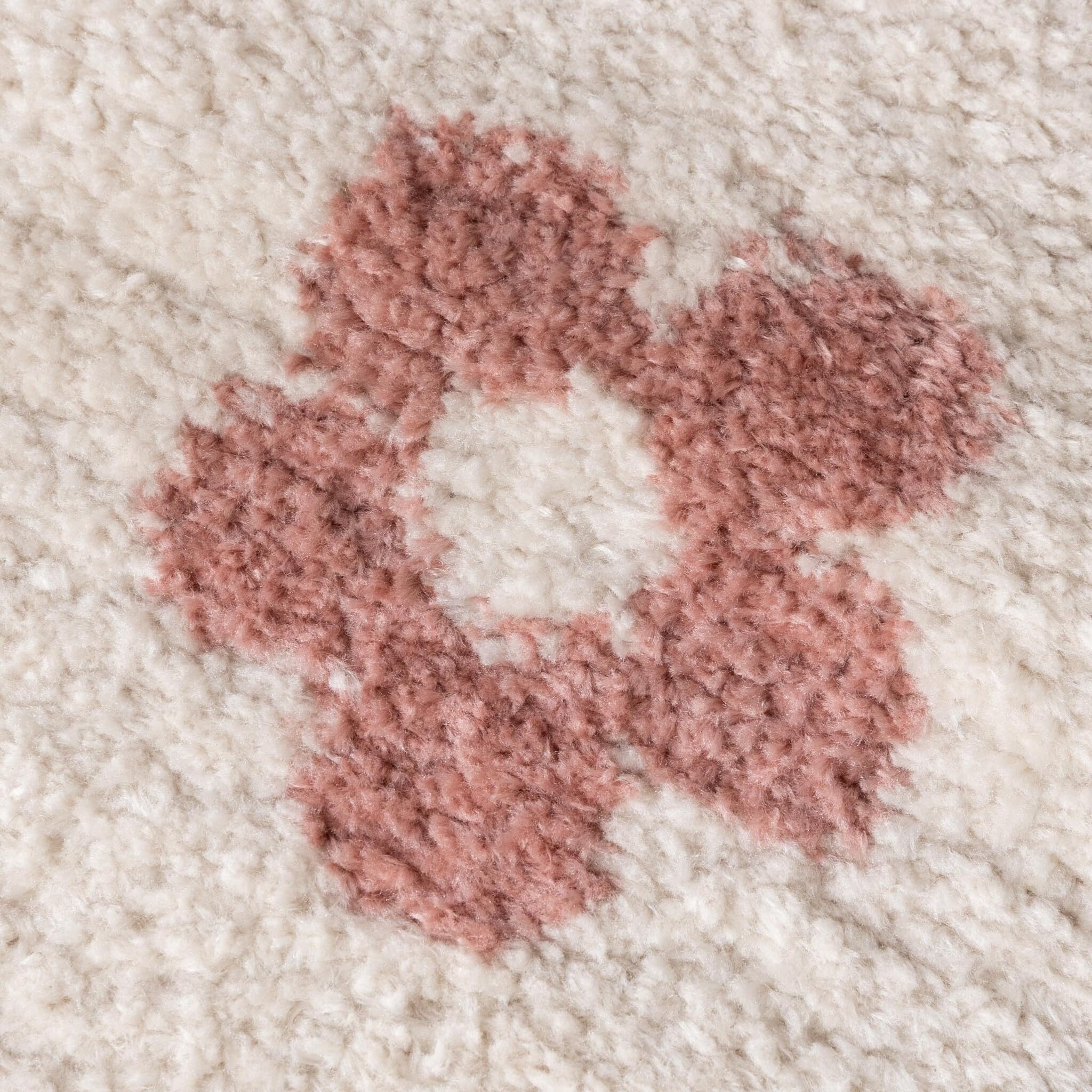 Tapis Lavable pour Enfant - Moos Flower Rose - 140x200 cm - Garçon et Fille - Lavable en Machine - Chambre Bebe - Rectangulaire
