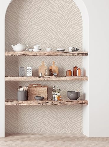 Miniatura 2 de Simple Shapes Papel tapiz con estampado de cebra, despegar y pegar (gris, paquete de 6 hojas, 2 x 9 pies)