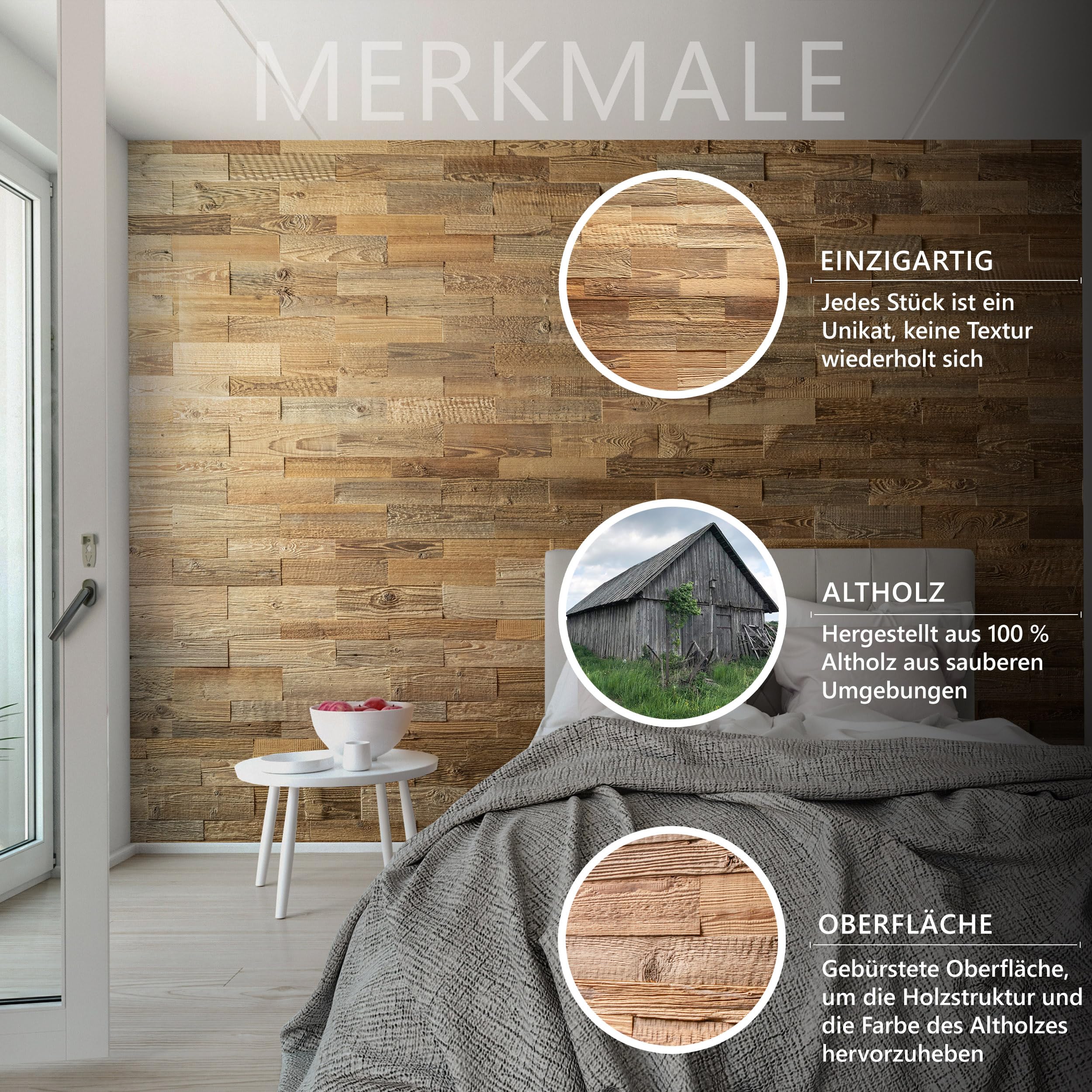 Amata Reclaimed Wood Wall Panels - Vintage Wood Cladding, 1m² Pack Of ...