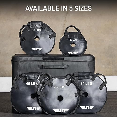 Miniatura 2 de Elite Sports Platos de arena de entrenamiento (juego de 2)  Placas de peso rellenables para barras olímpicas  A prueba de caídas TPU impermeable