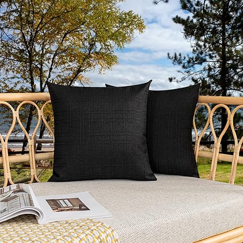 Vista 50 de Kevin Textile - Juego de 2 fundas de almohada decorativas para exteriores, impermeables, clásicas, para patio, sofá y banca, de 16 x 16 pulgadas