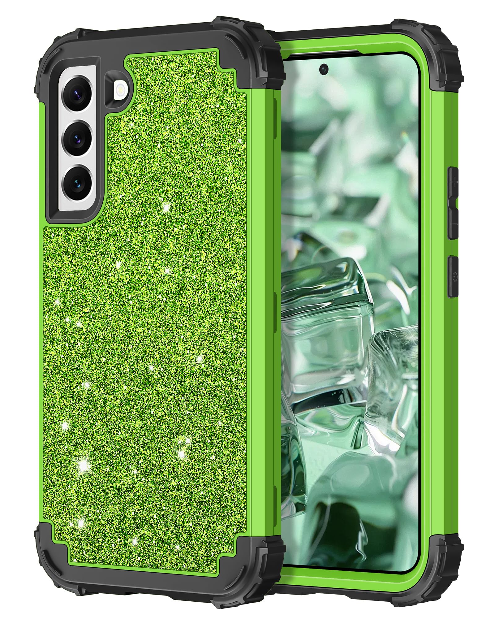 LONTECT for Galaxy S22 Plus Case Shockproof 3 in 1Heavy Duty Rugged Hybrid Sturdy High Impact Protective Cover Glitter Cas...