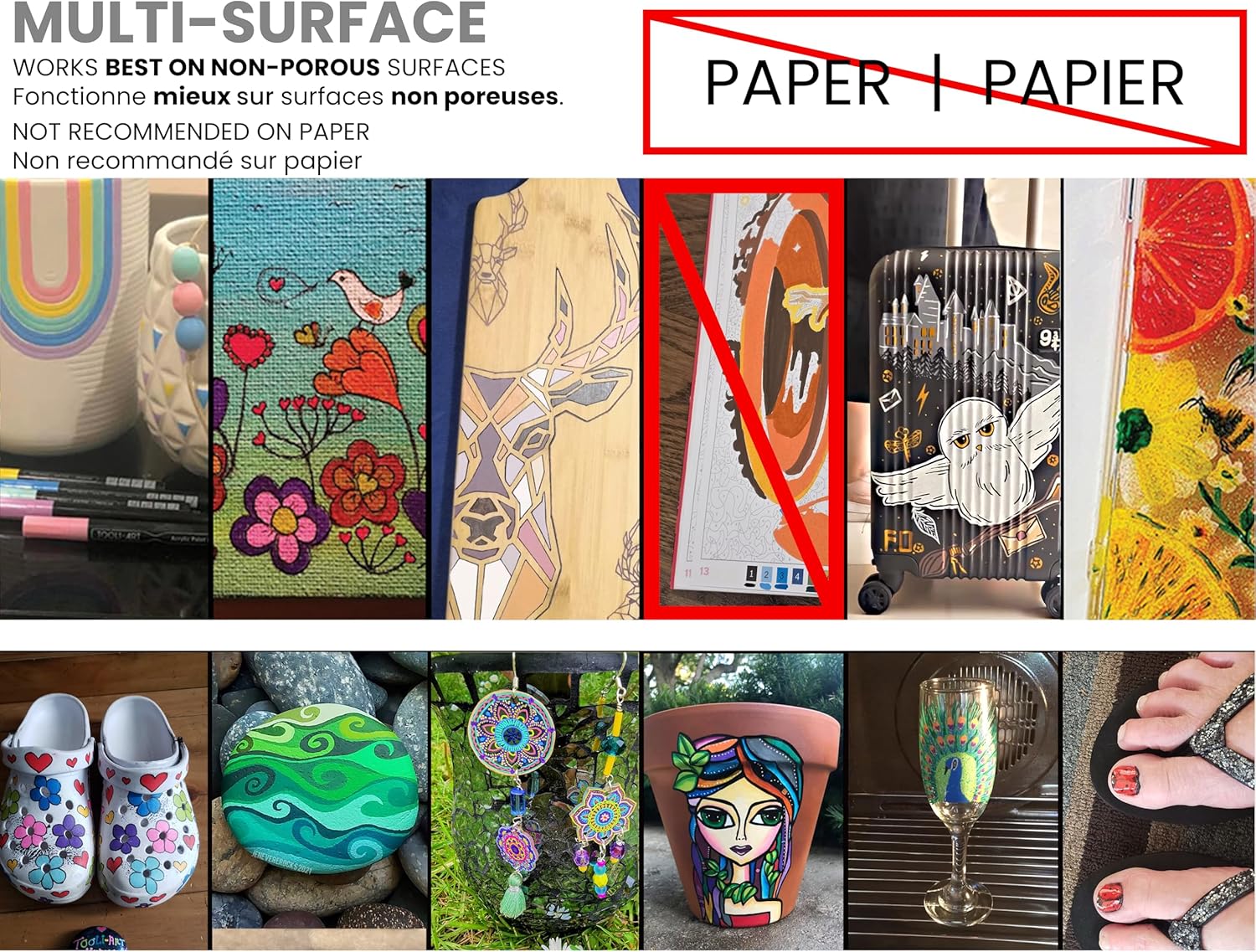 TOOLI-ART 36 Flexible Brush Tip Acrylic Paint Pens Markers Set 1-7mm Line for Rock Painting, Glass, Mugs, Wood, Metal, Canvas, Plastic. Non Toxic Waterbased Quick Drying - Image 4