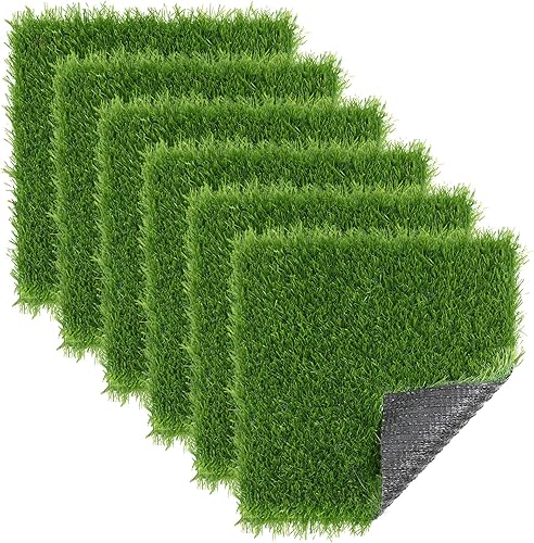 Miniatura 9 de SHACOS Tapetes de césped artificial de 16 x 24 pulgadas, pequeños tapetes de césped falso para exteriores, con agujeros de drenaje, césped para