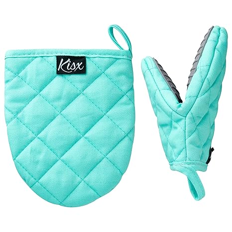 Oven Mitts Heat Resistant (Aqua Color) Mini Oven Mitts, Silicone Gloves Heat Resistant, Kitchen Gloves for Cooking, Silicone Oven Mitts & Pot Holders Sets, Kitchen Pot Holders & Oven Mitts Sets