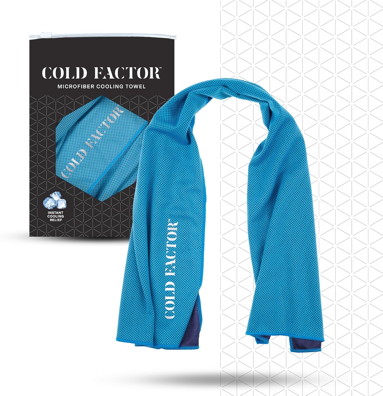 COLD FACTOR Instant Cooling Towel (Blue) | UPF 50+ & Reflective Safety | Moisture Wicking | Chemical-Free Evaporative Cooling |2 Hours of Cooling Comfort