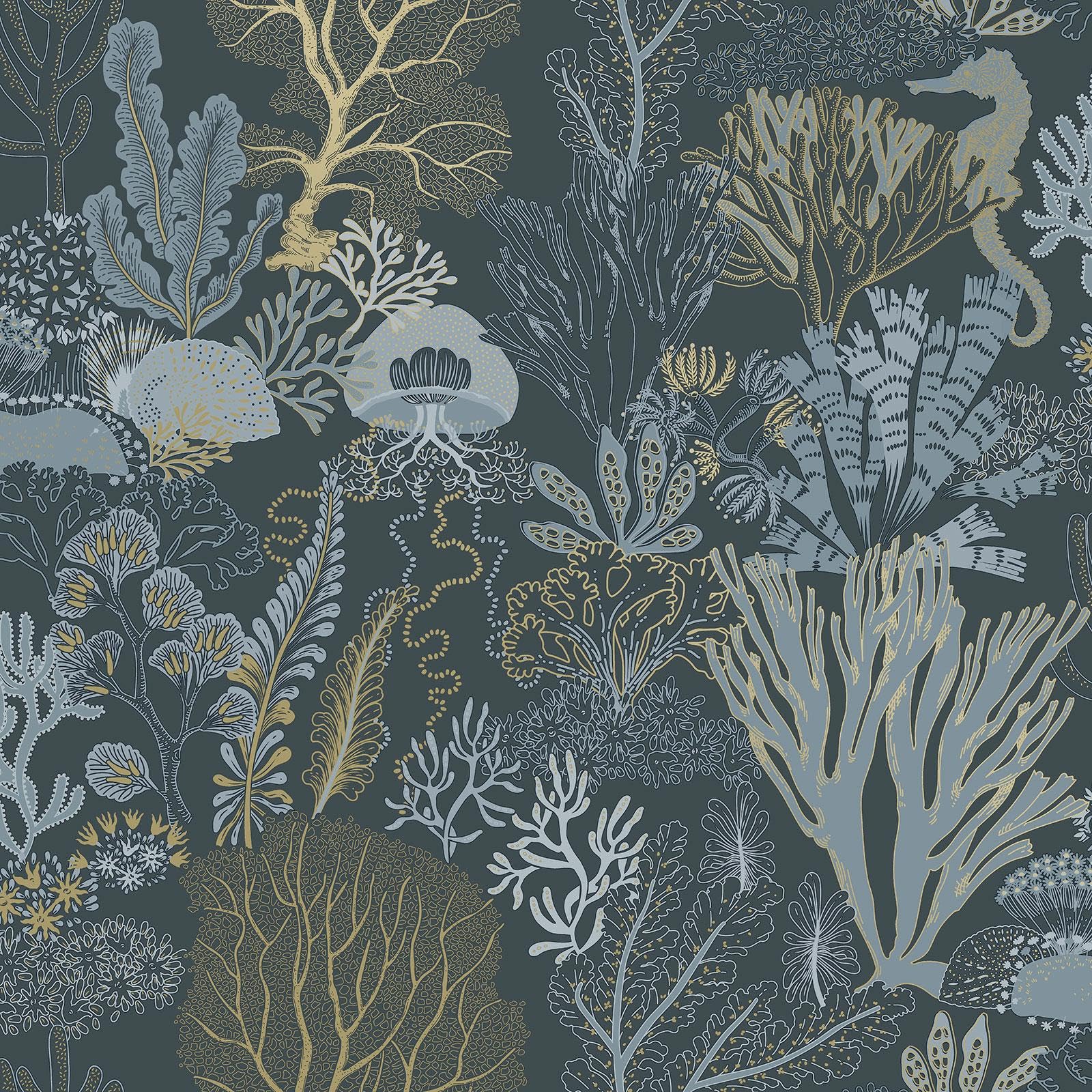 Holden Décor Underwater World Wallpaper Navy Blue / Gold Holden 14341 from B&Q