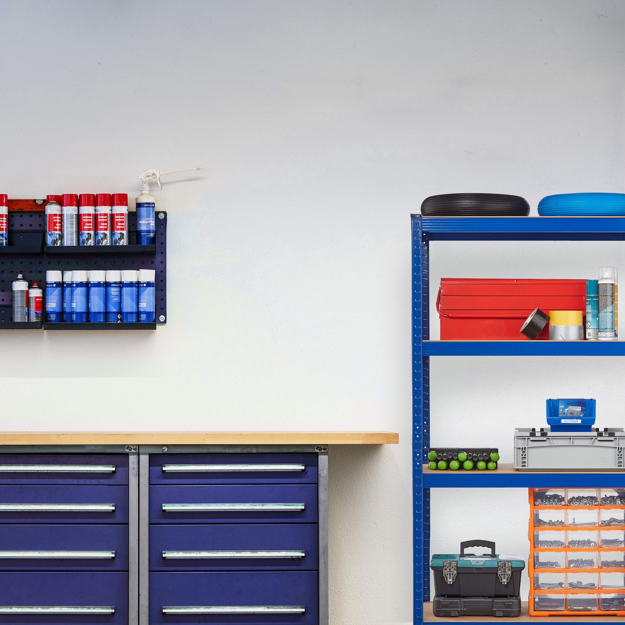 Relaxdays Schwerlastregal, 4 Ebenen, HBT 157 x 80 x 41 cm, 280 kg Tragkraft, Metall, Lagerregal für Keller, Garage, blau