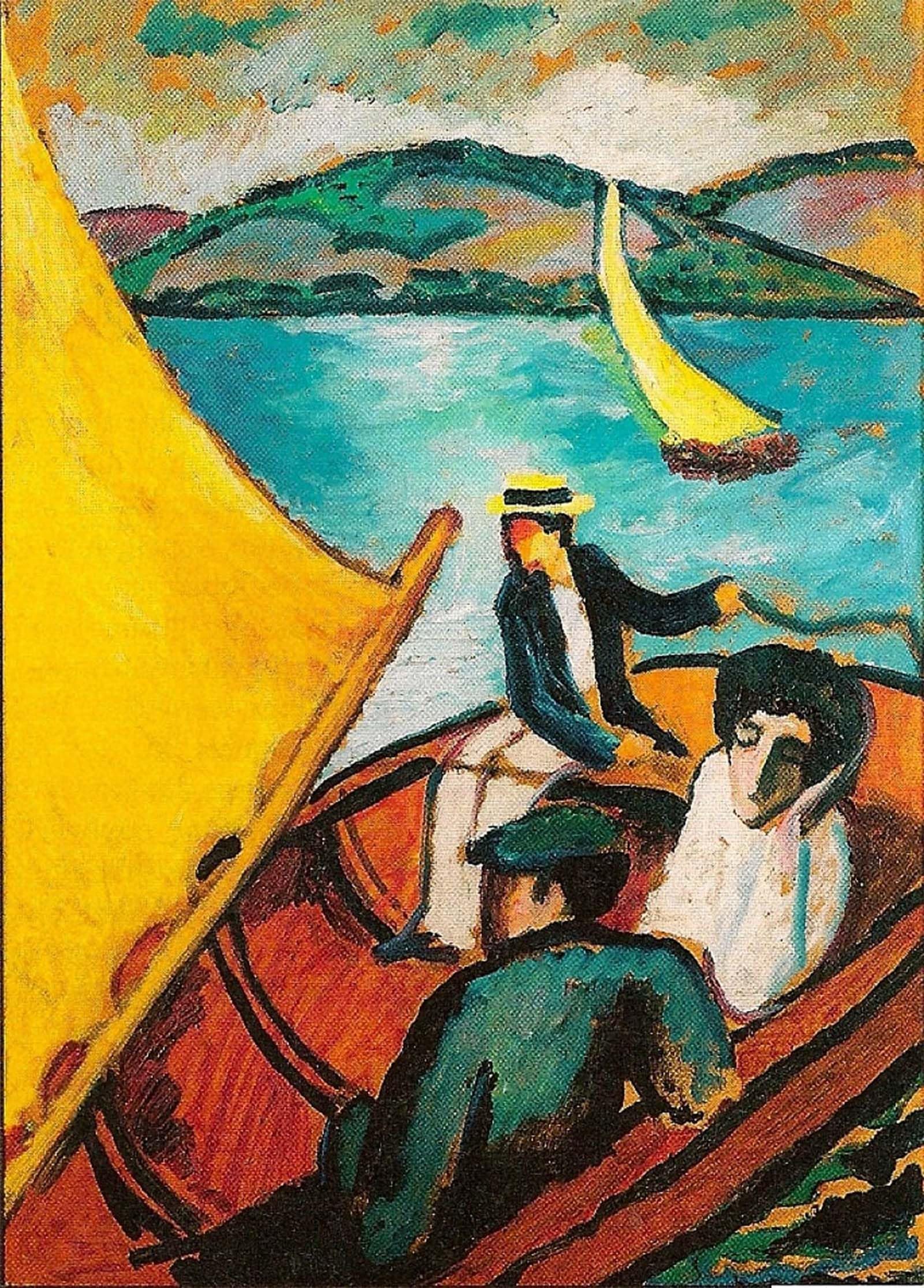 ARTXLXXBN Famous Painting Art Wall Decor Abstract Art Picture Sailboat on the Tegernsee by August Macke Animal Pictures for Home Decor 60x90cm