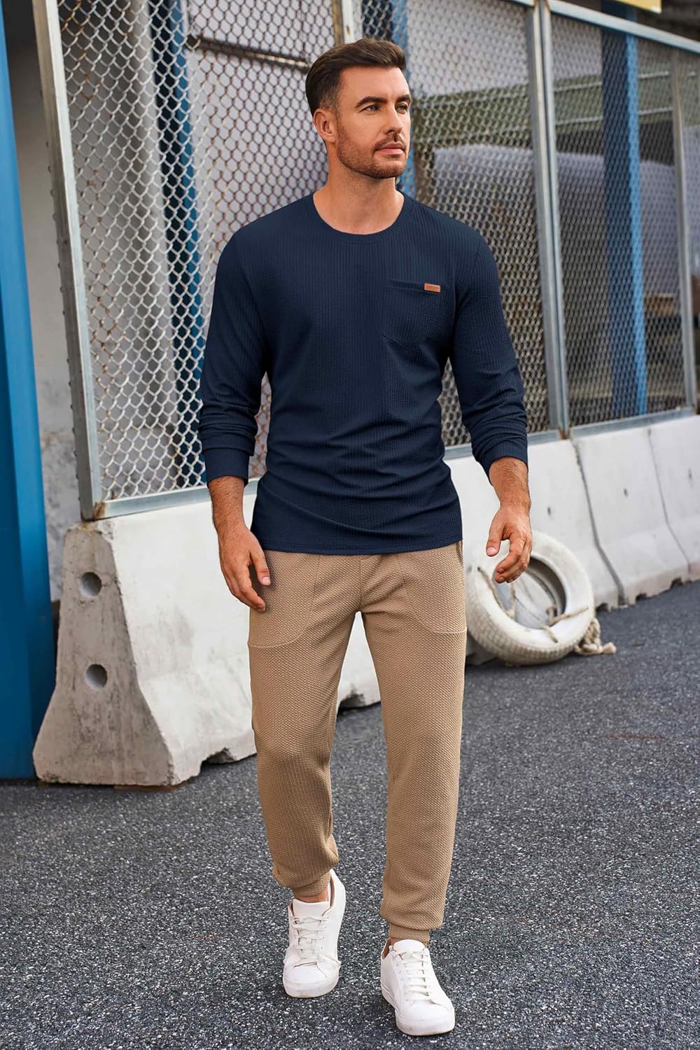 Yousify Mens Long Sleeve T Shirts Workout Athletic Crew Neck Pullover Shirt Casual Stretchy Loose Fit Shirts - Image 4