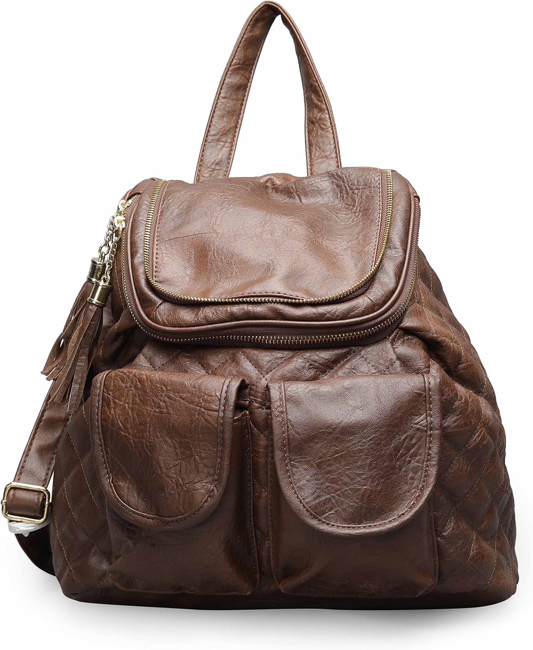Designer PU Leather Chocolate Ladies Bagpack