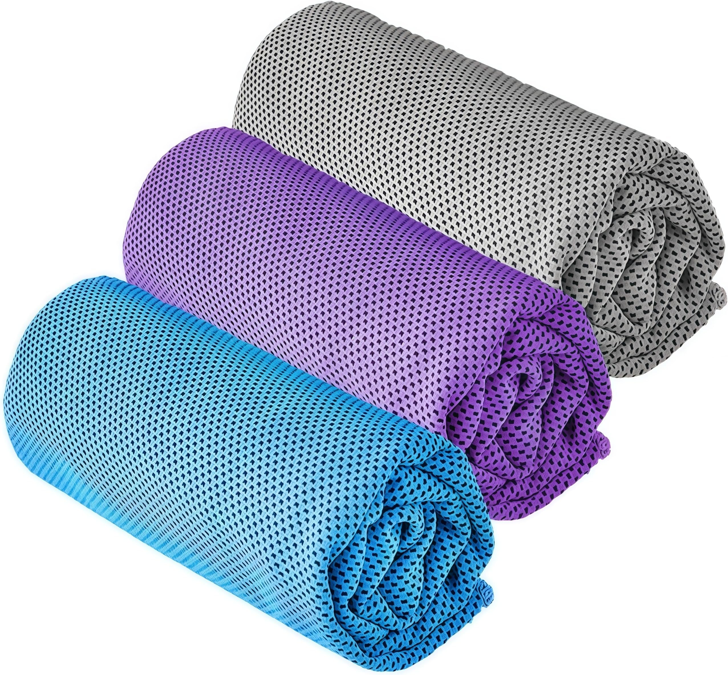 YQXCC 3 Pcs Cooling Towels | 120x30 cm | Cool Cold for Neck | Microfibre Soft Breathable Chilly | for Sports Yoga, Golf, Gym, Camping, Running & More Activities