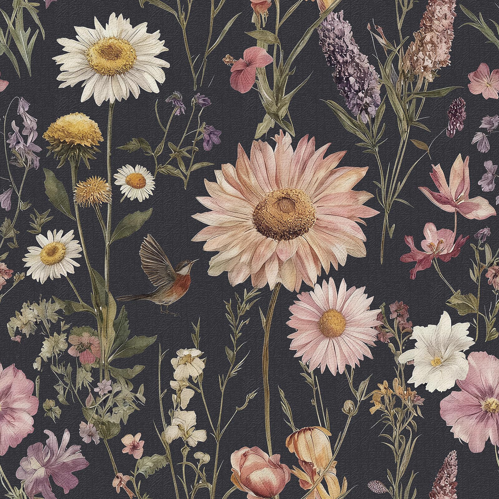 Livebor Dark Floral Peel and Stick Wallpaper Vintage Floral