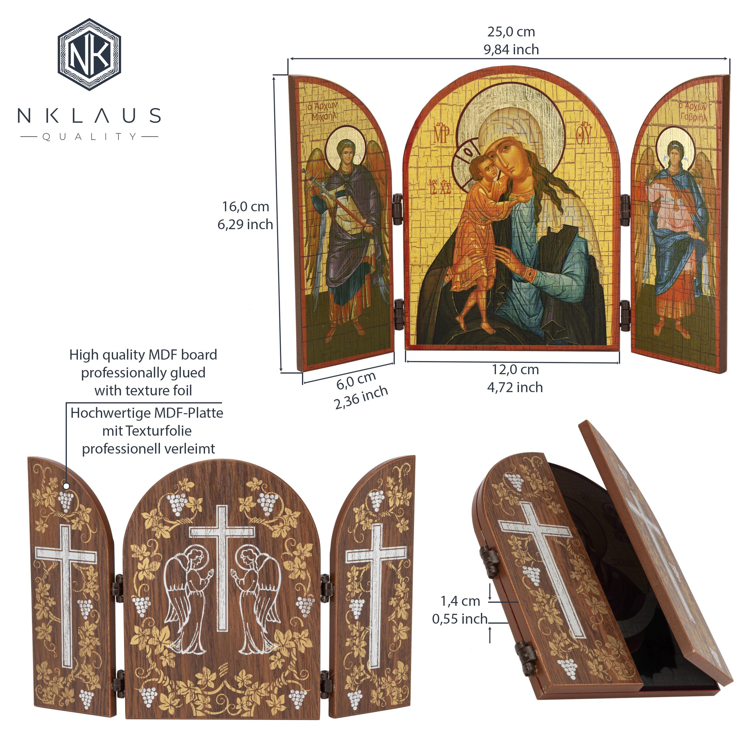 NKlaus Mother of God The Search for the Lost Icon Triptych Wood Plaque 25 x 16 cm 13809, 25L x 16W cm - Image 2