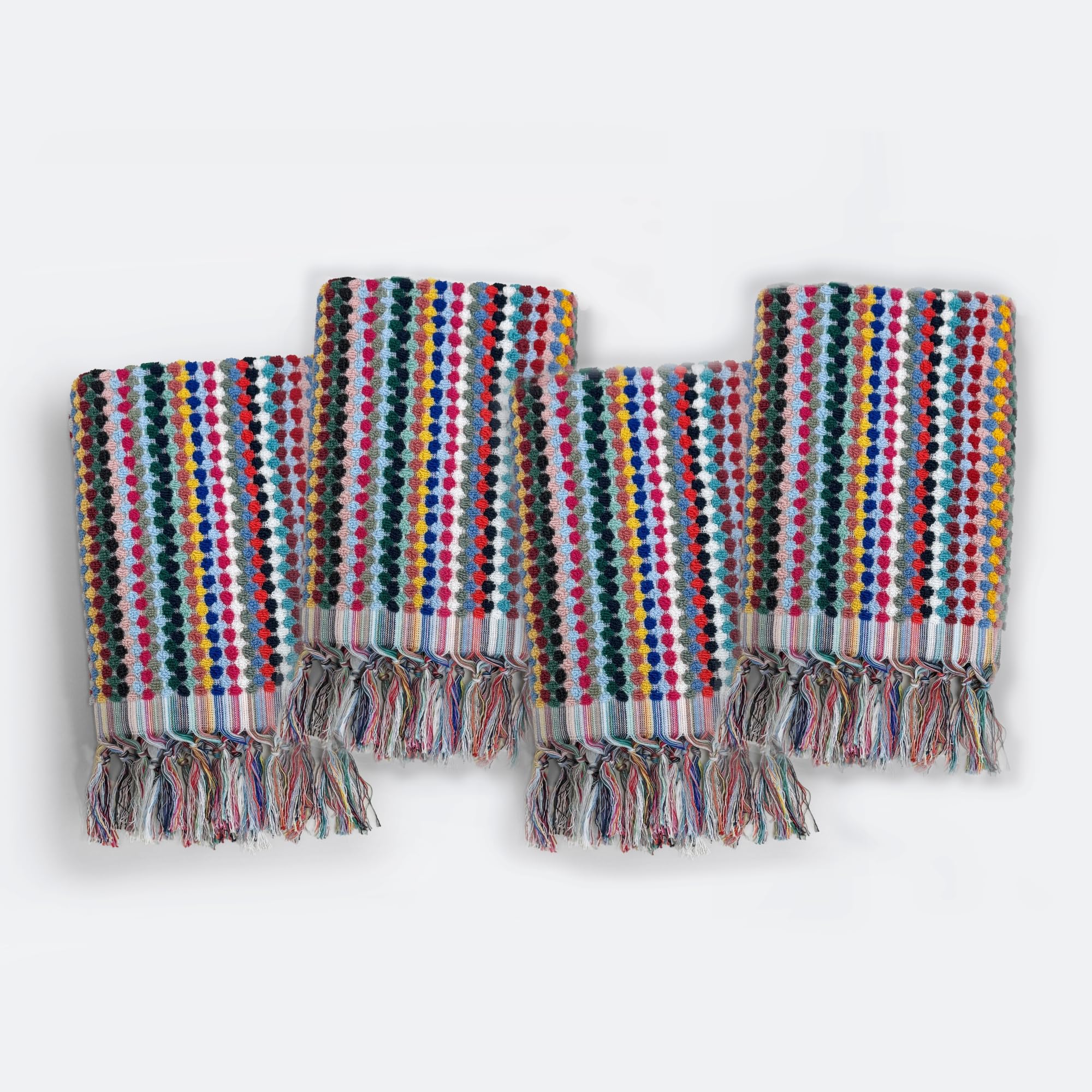 Allure Bath Fashions Multicoloured Recycled Cotton Tasselled Hand TowelsSet Of 2 from B&Q