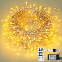 Vista 12 de Cadena de 200 luces LED de 98 pies, impermeables con 8 modos con memoria, fuente de alimentación certificada por UL de 30 V para el hogar, jardín